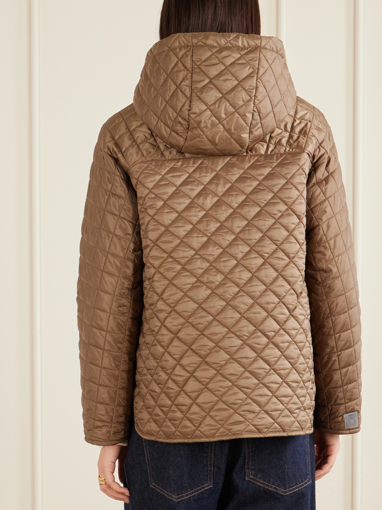 Max Mara Padded Quilted Shell Jacket In Brown