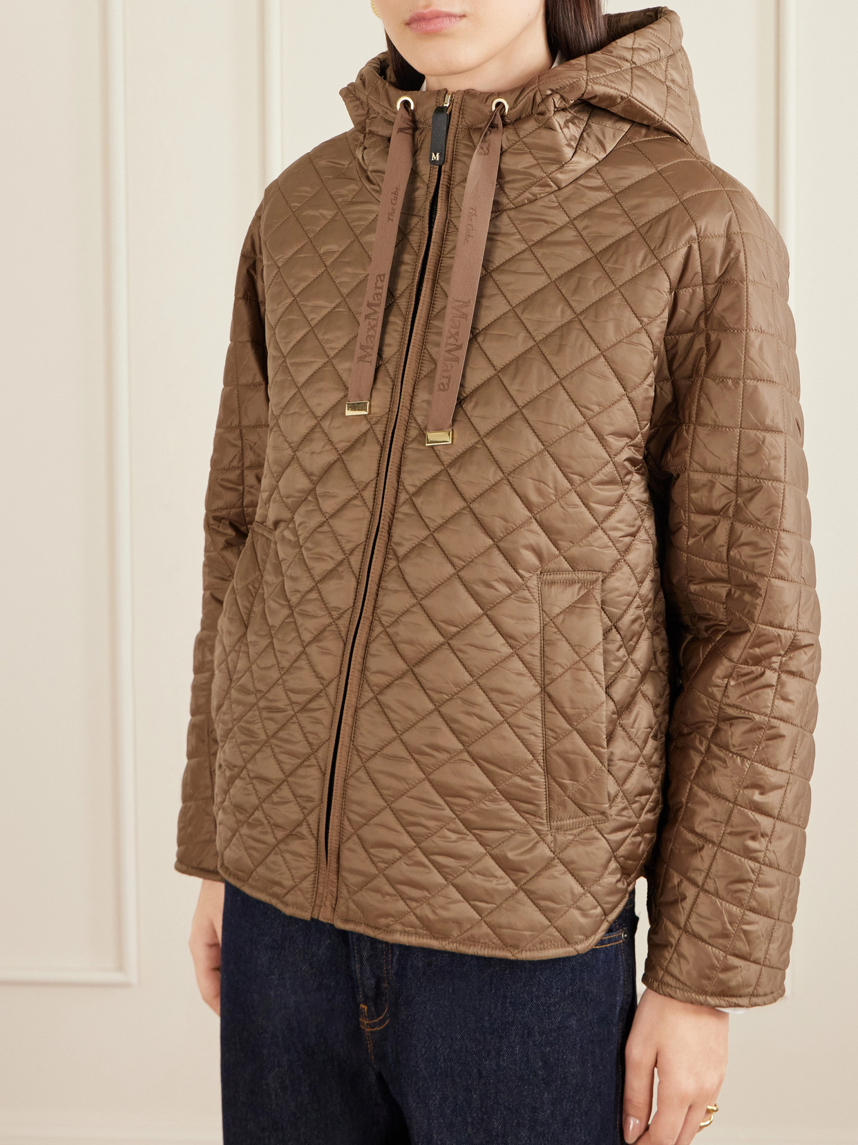 Max Mara Padded Quilted Shell Jacket In Brown