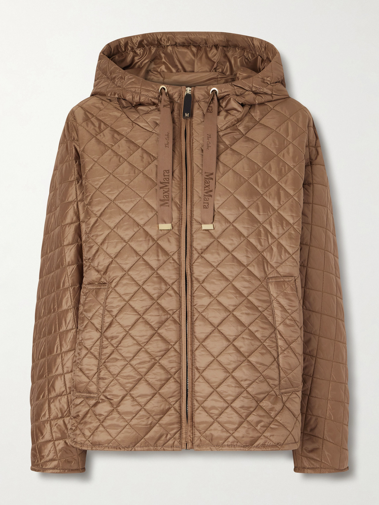 Max Mara Padded Quilted Shell Jacket In Brown