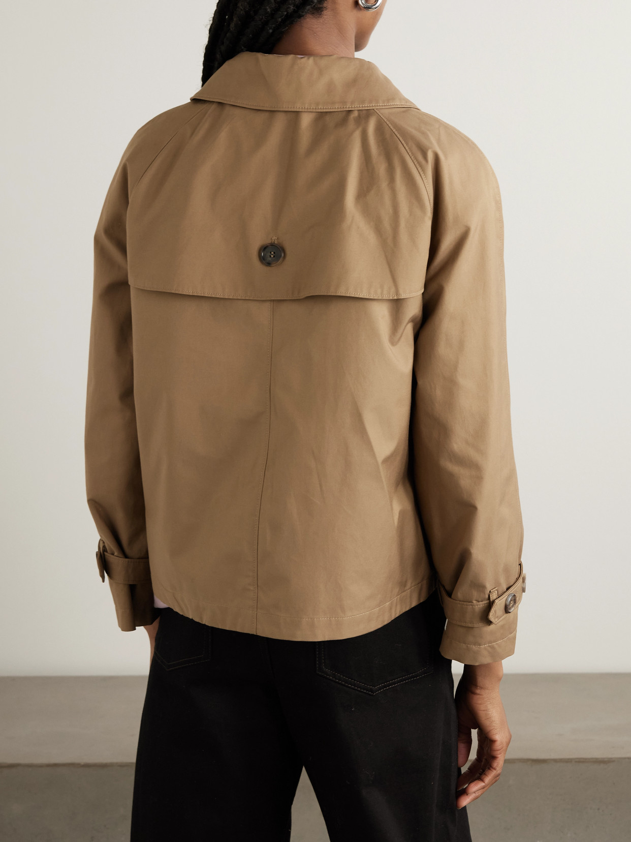 Max Mara Tesoro Cropped Double-breasted Cotton-blend Gabardine Trench Coat In Brown