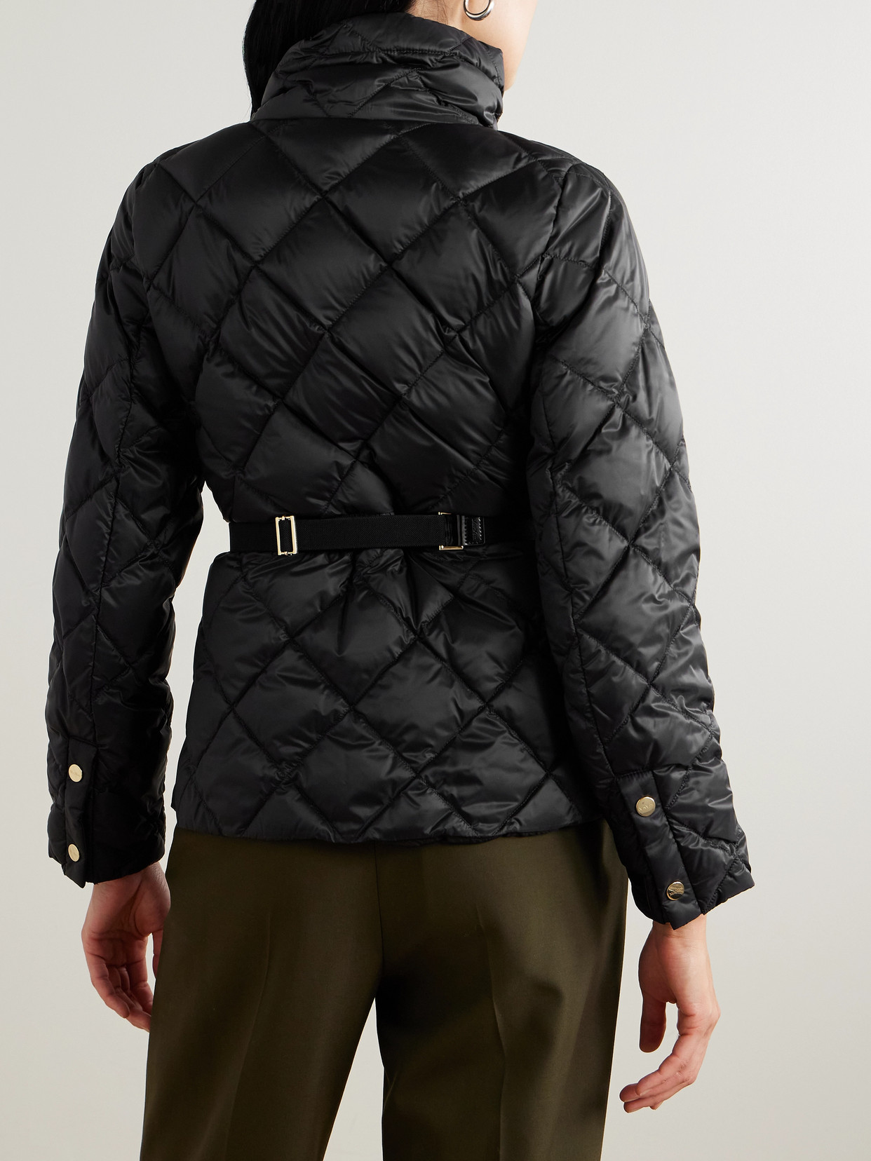 Max Mara Cube Belted Padded Quilted Shell Down Jacket In Black