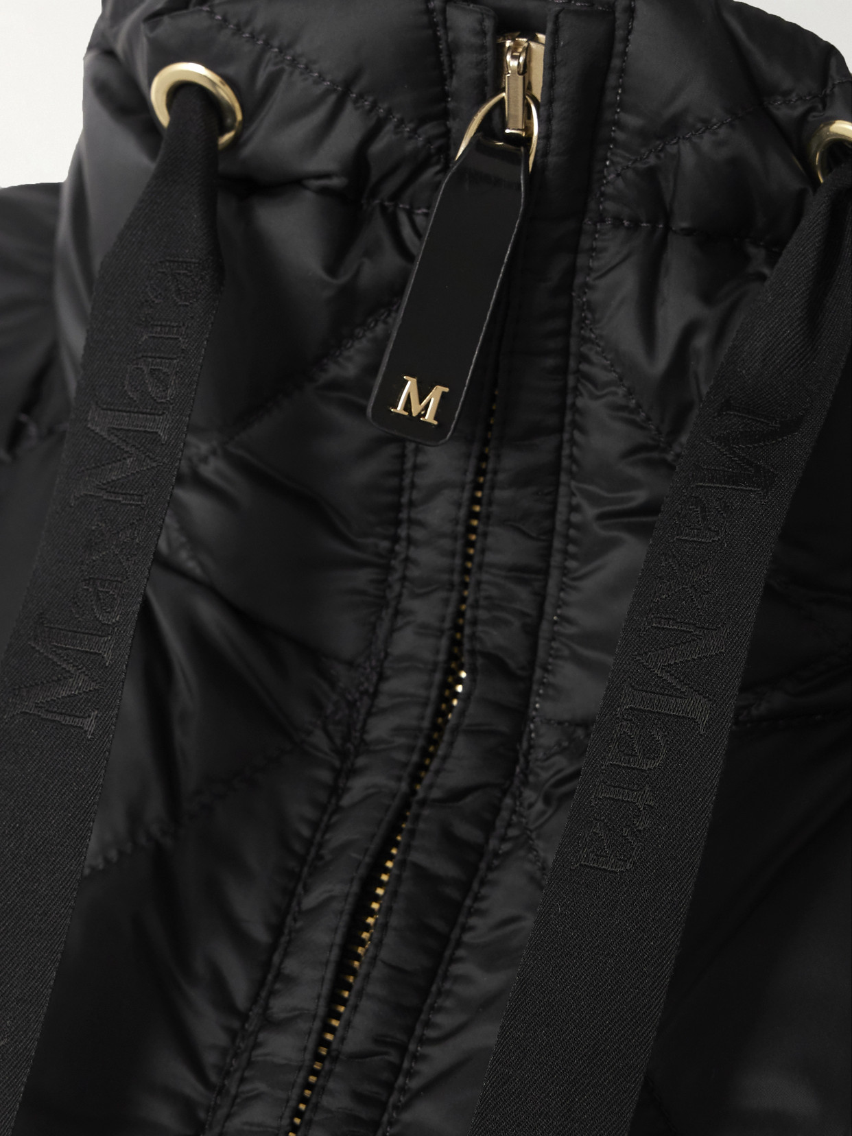 Max Mara Cube Belted Padded Quilted Shell Down Jacket In Black
