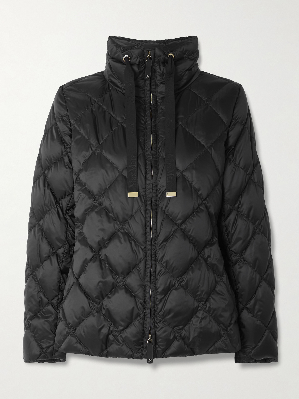 Max Mara Cube Belted Padded Quilted Shell Down Jacket In Black