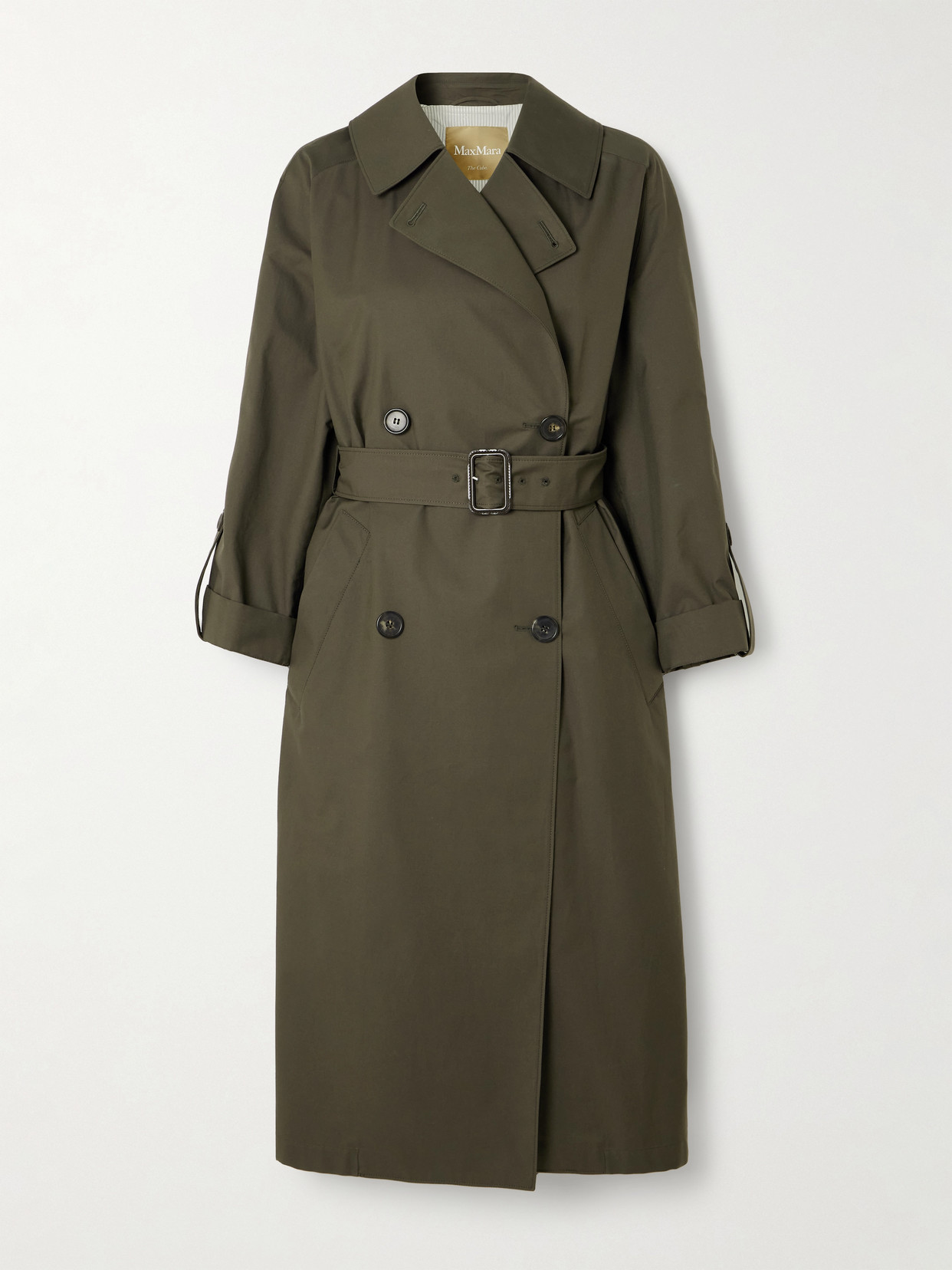 Max Mara Mtcarte Double-breasted Cotton-blend Gabardine Trench Coat In Brown