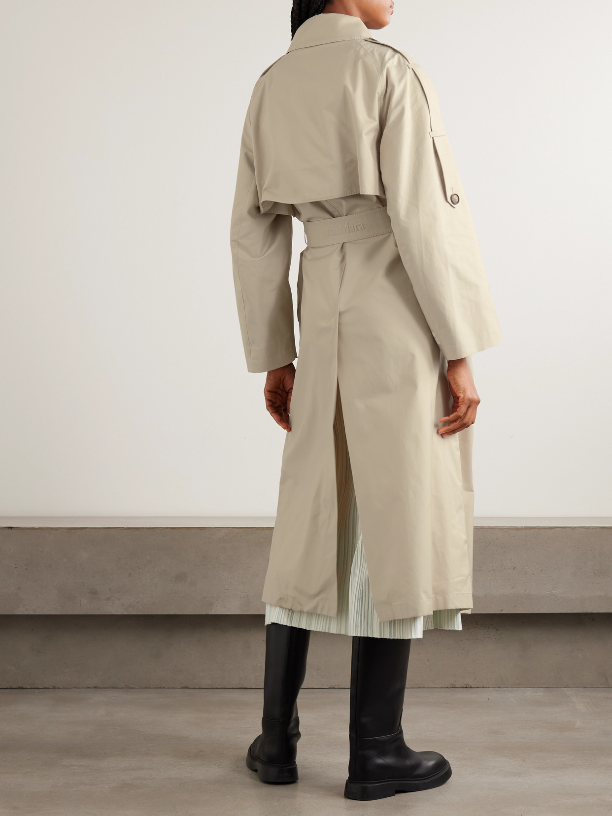 Delfino Double-Breasted Belted Cotton-Blend Twill Trench Coat