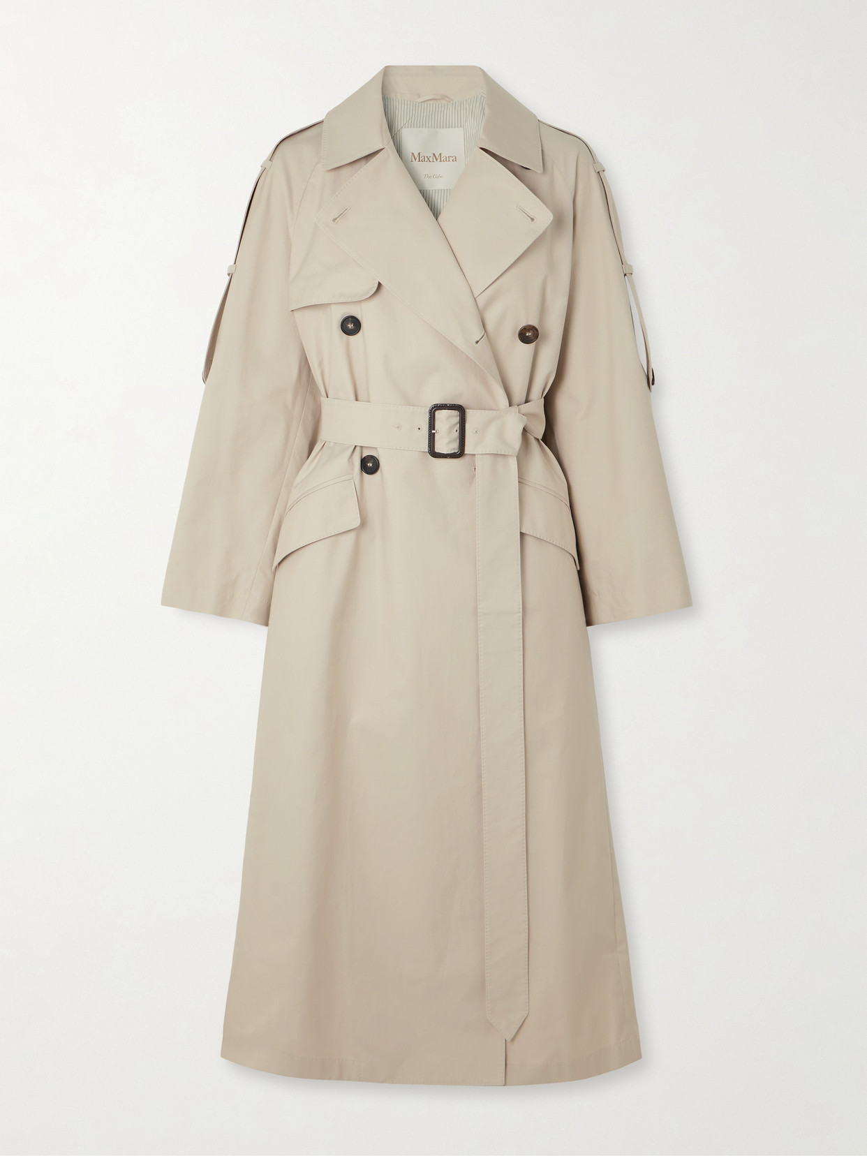 Max Mara Delfino Double-breasted Belted Cotton-blend Twill Trench Coat In Neutral