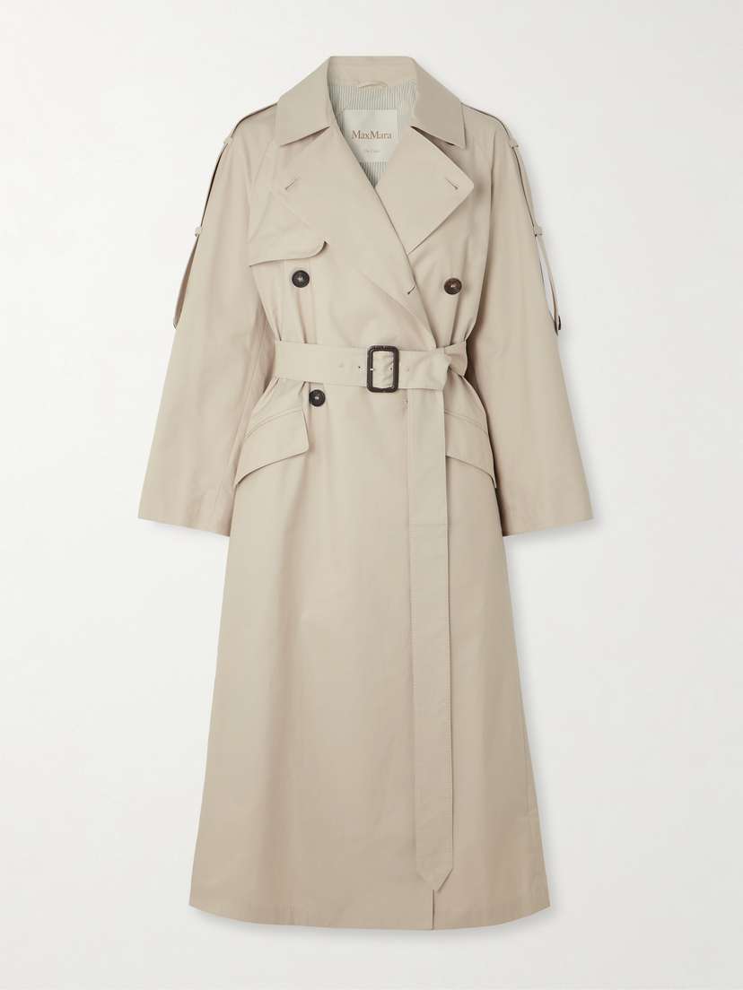 Max Mara Delfino Double-breasted Belted Cotton-blend Twill Trench Coat
