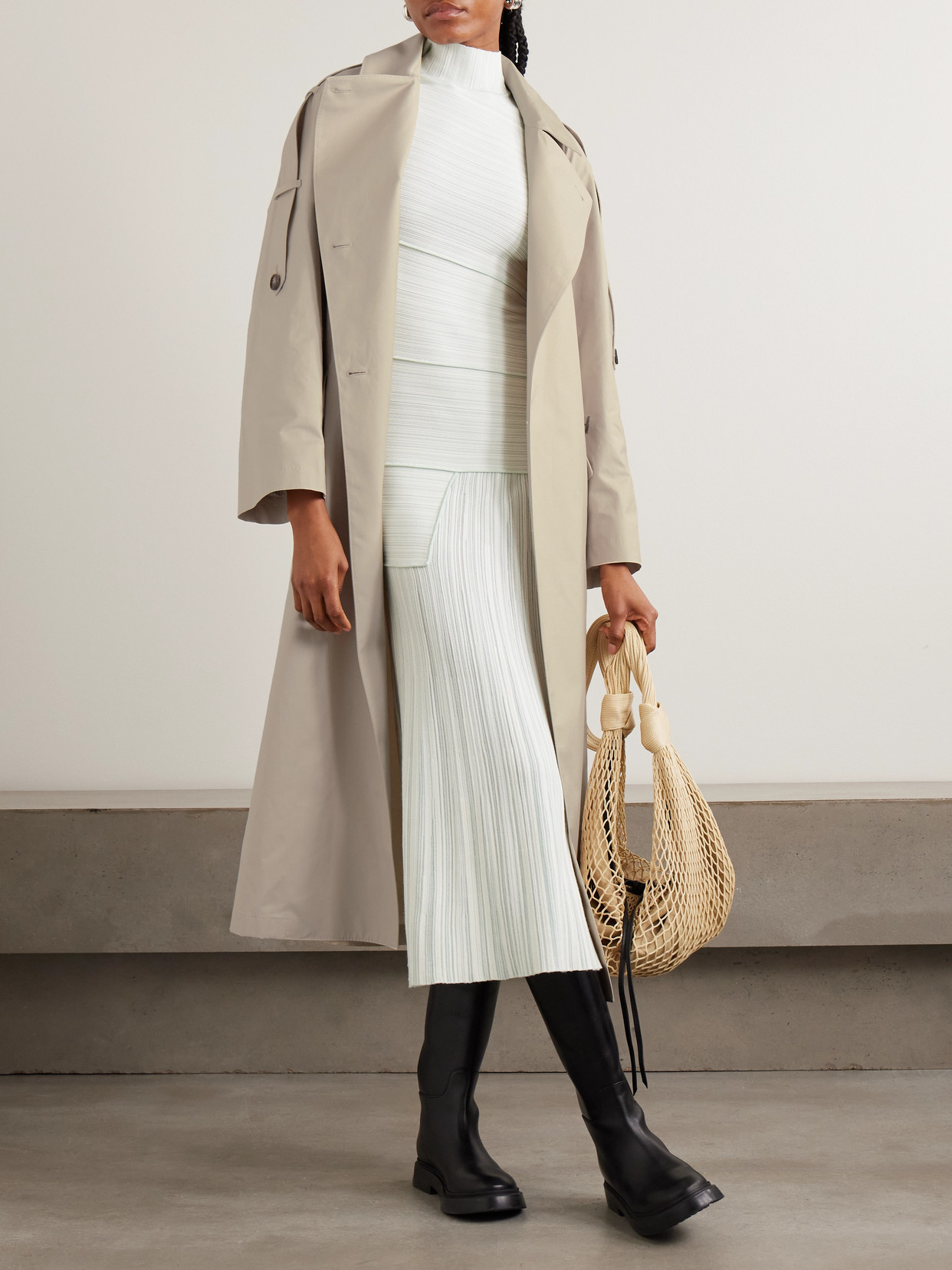 Delfino Double-Breasted Belted Cotton-Blend Twill Trench Coat