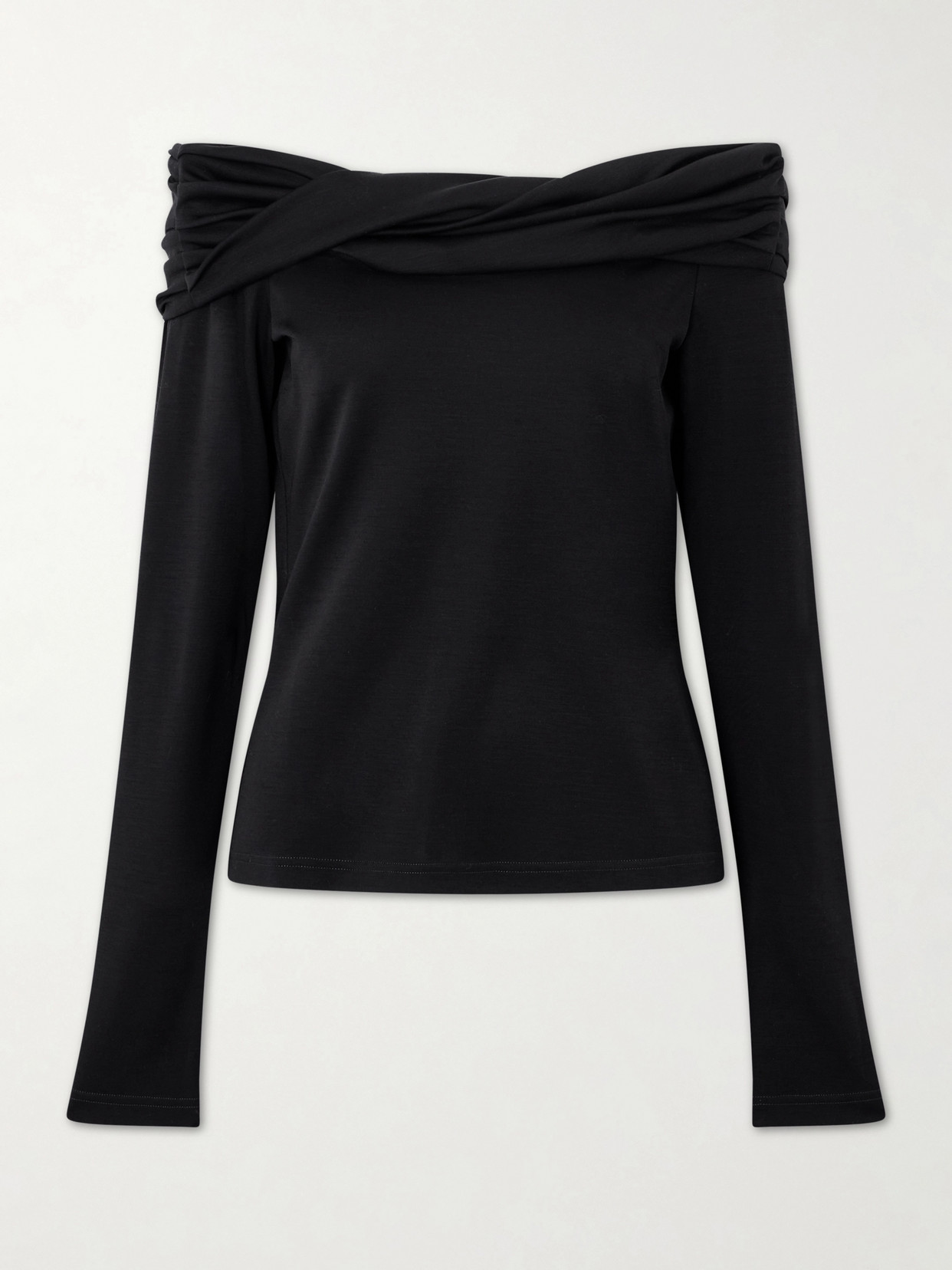 Max Mara Off-the-shoulder Wool Top In Black
