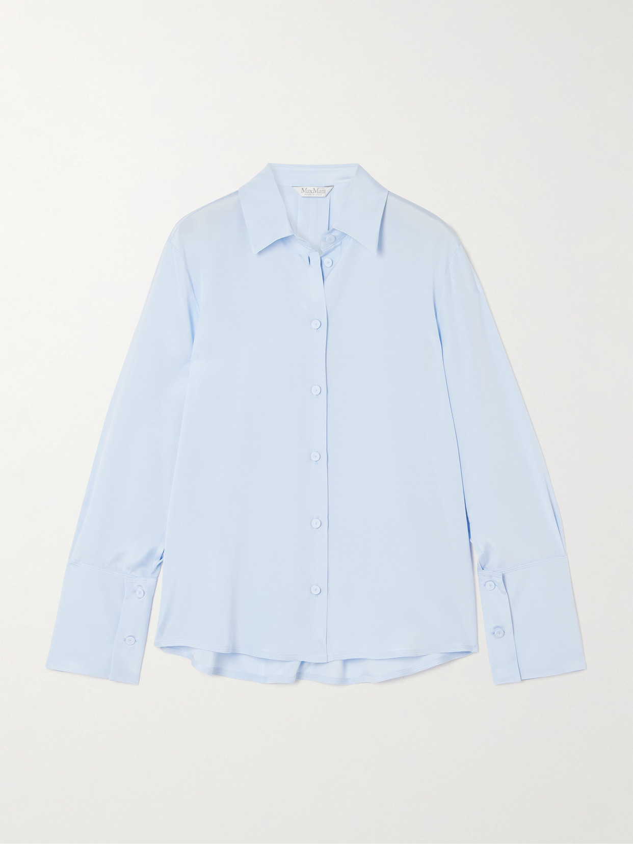 Max Mara Voliera Silk-blend Crepe Shirt In Blue