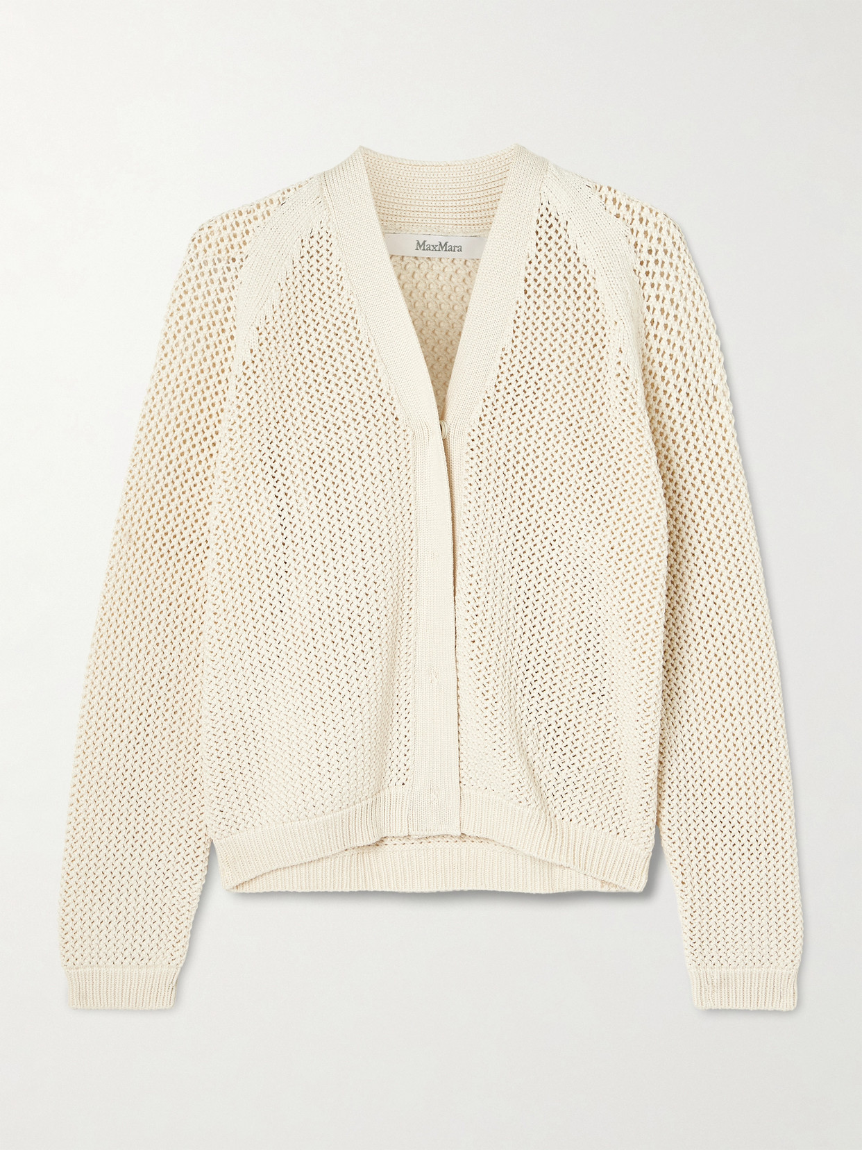 Max Mara Open-knit Silk-blend Cardigan In Neutral