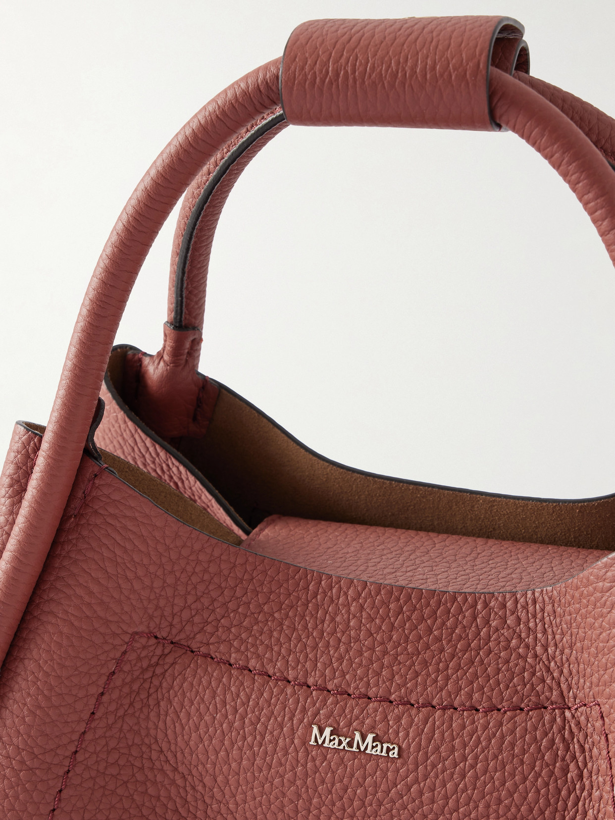 Max Mara Marine Textured-leather Tote In Red