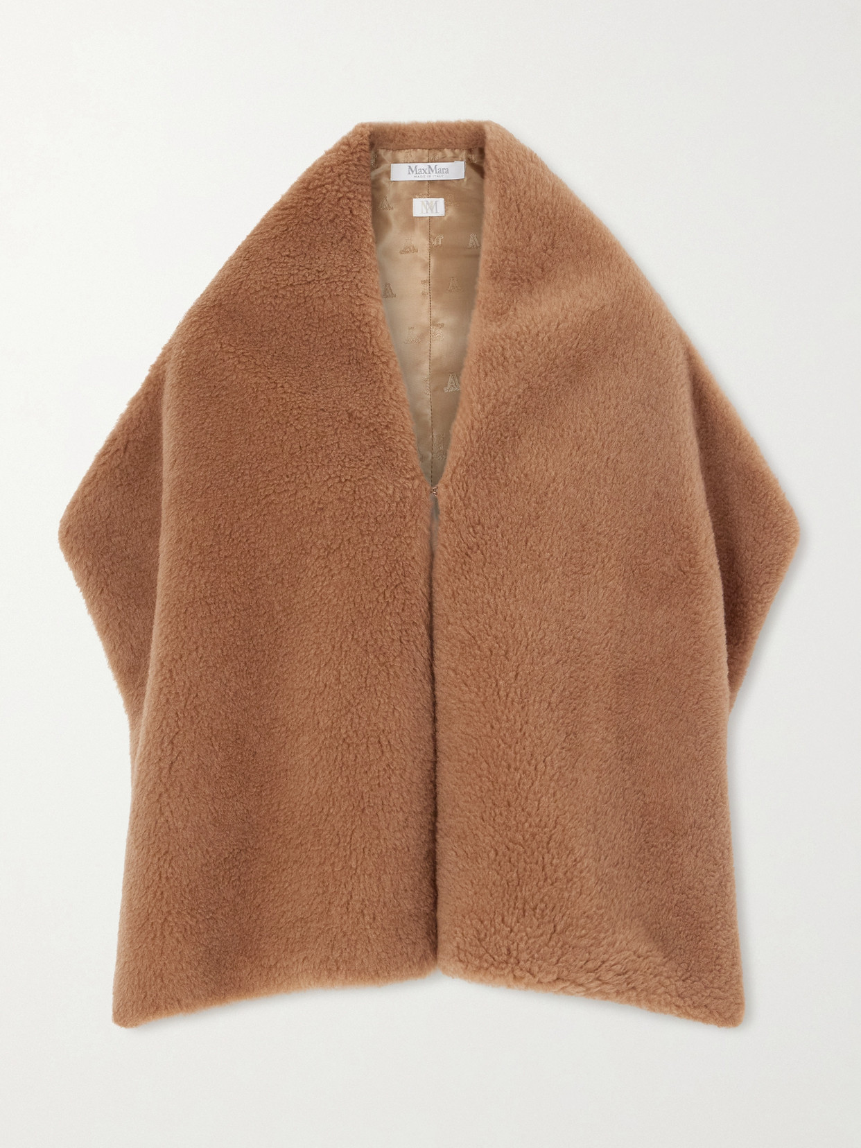 Max Mara Wool And Silk-blend Fleece Scarf In Brown