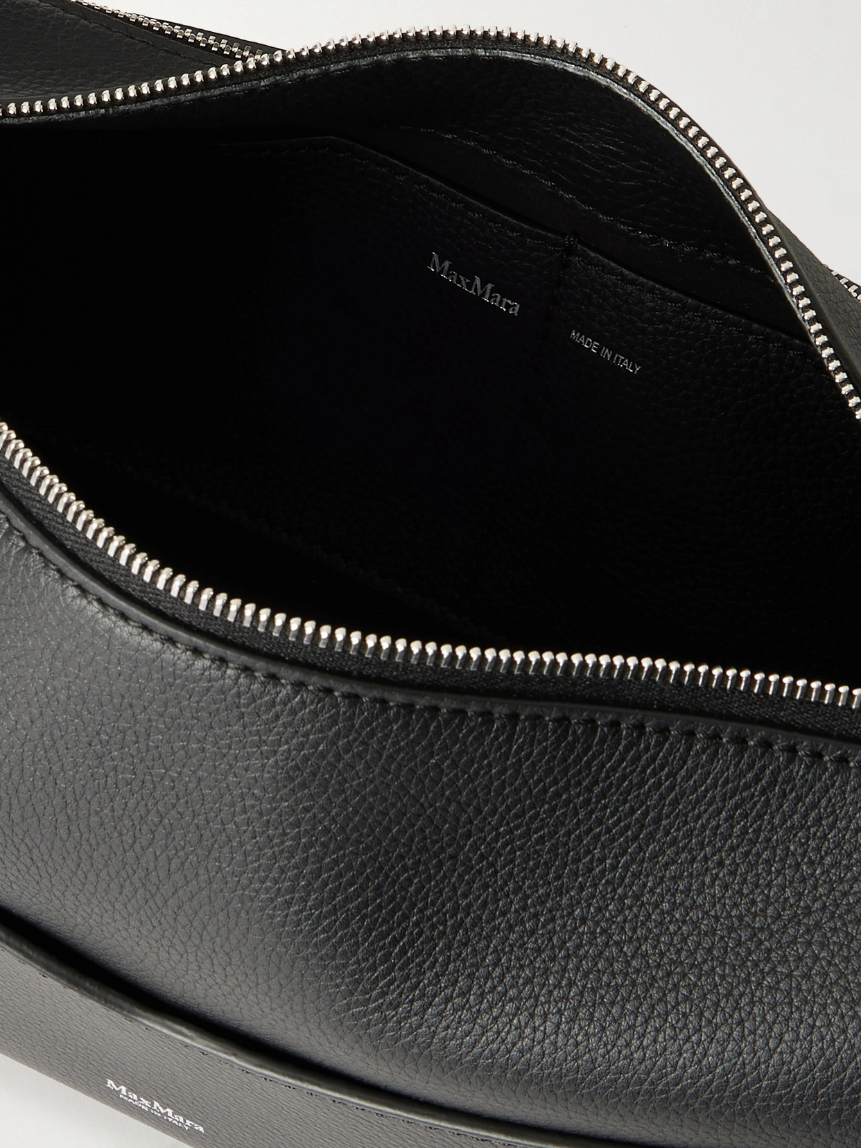 Max Mara Skippers Textured-leather Shoulder Bag In Black