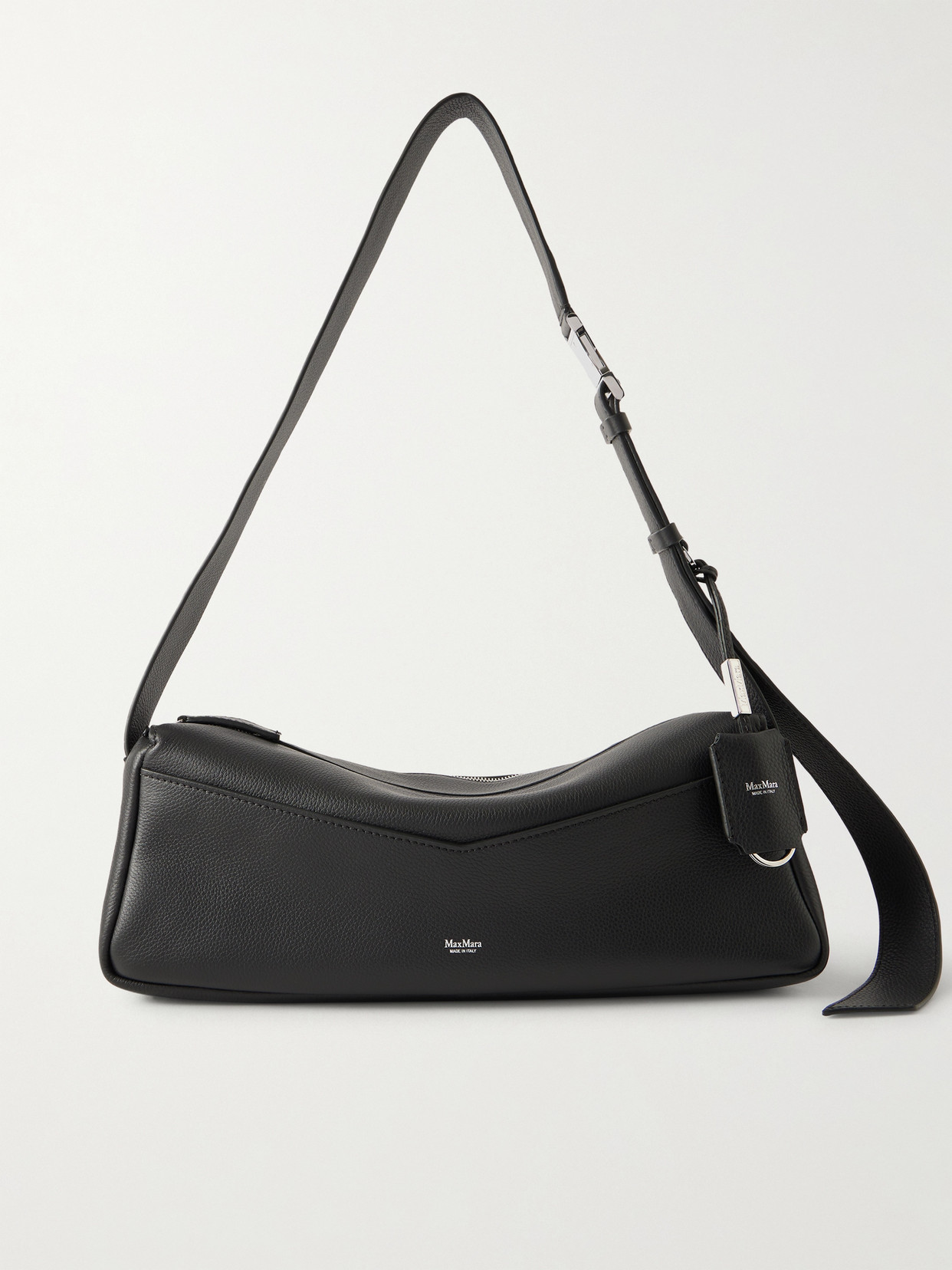 Max Mara Skippers Textured-leather Shoulder Bag In Black