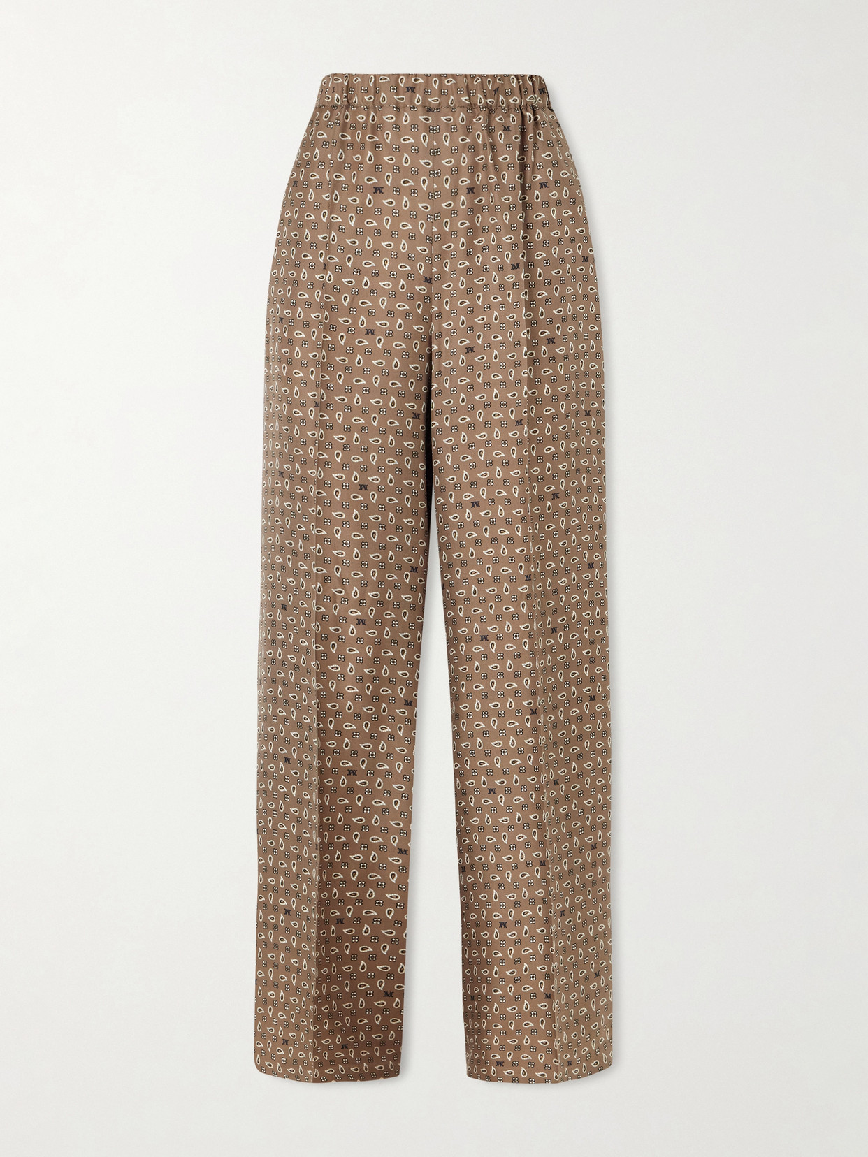 Max Mara Vischio Printed Silk Satin Wide-leg Pants In Brown