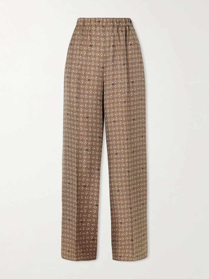 Max Mara Printed Silk-twill Wide-leg Pants