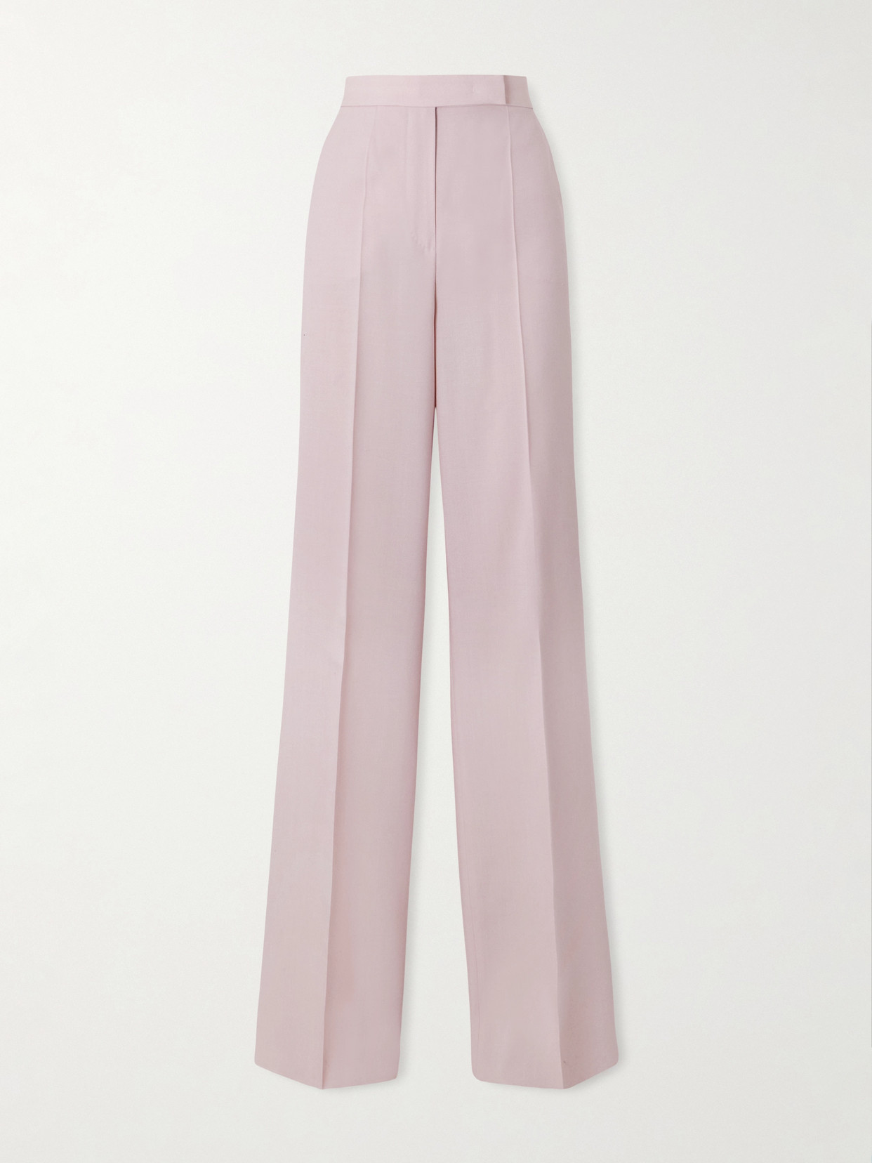 Max Mara Pleated Wool, Mohair And Silk Straight-leg Pants In Pink