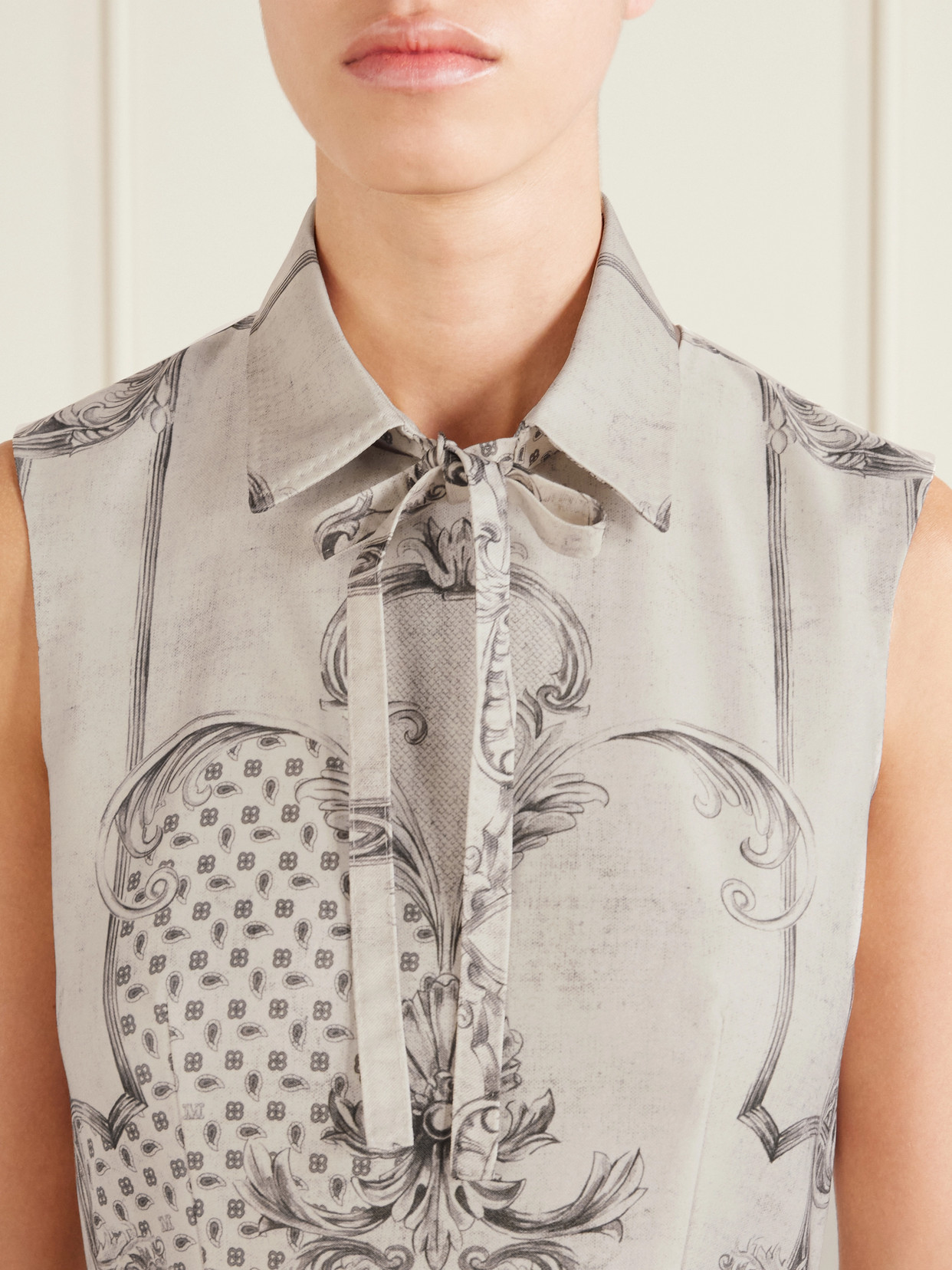 Max Mara Belted Printed Twill Midi Shirt Dress In White