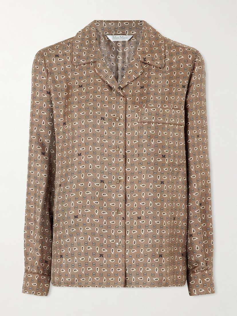 Max Mara Printed Silk-twill Shirt
