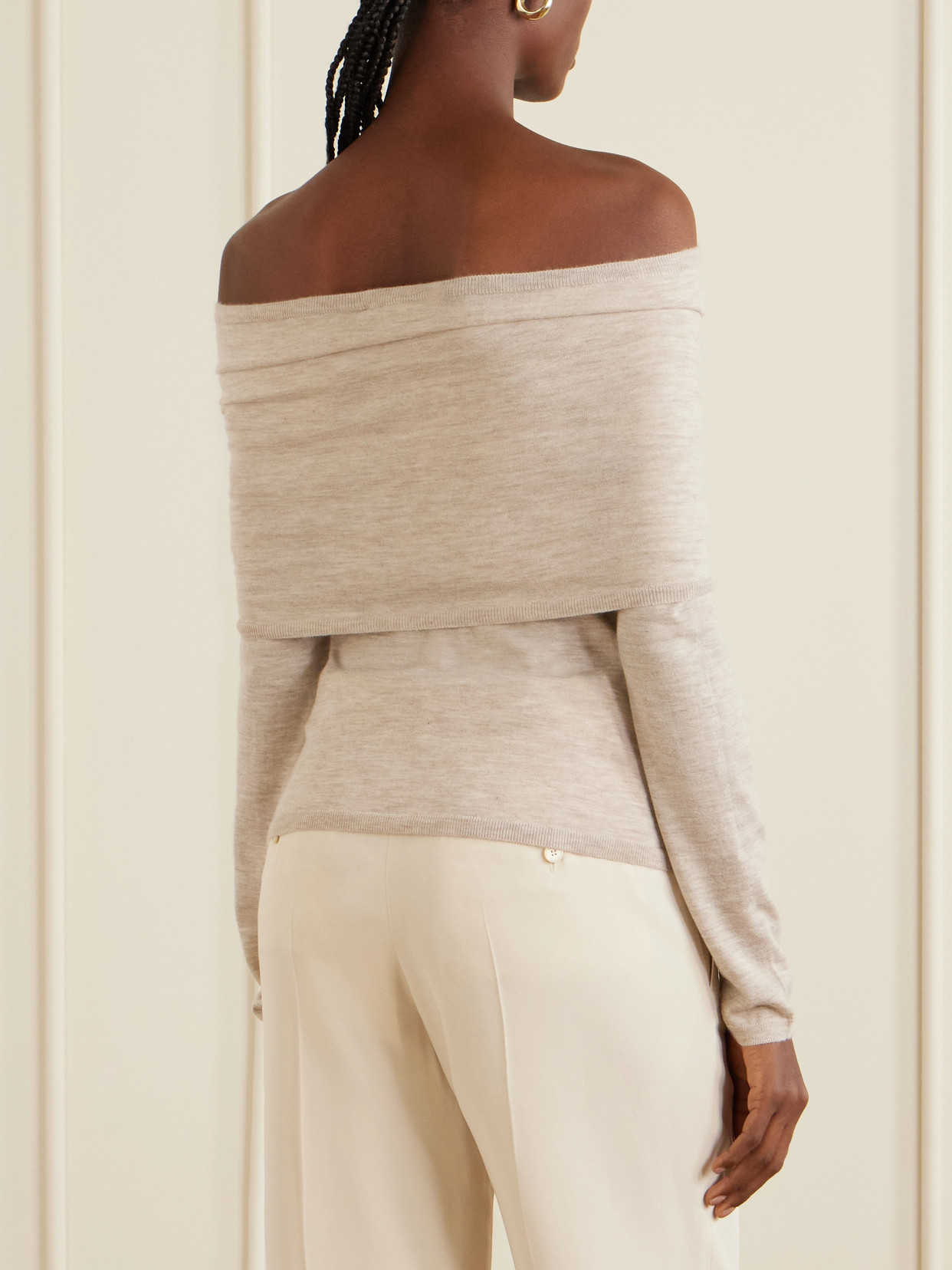 Faretra Off-The-Shoulder Gathered Cashmere Top