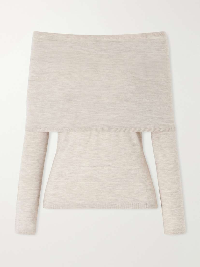 Max Mara Faretra Off-the-shoulder Gathered Cashmere Top