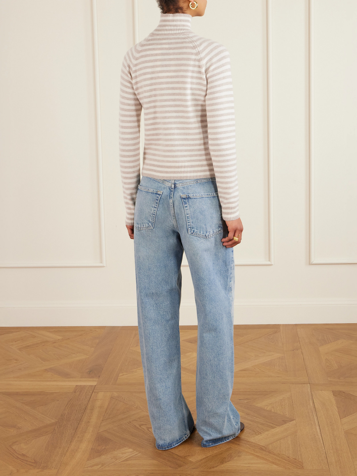 Striped Cashmere Turtleneck Sweater