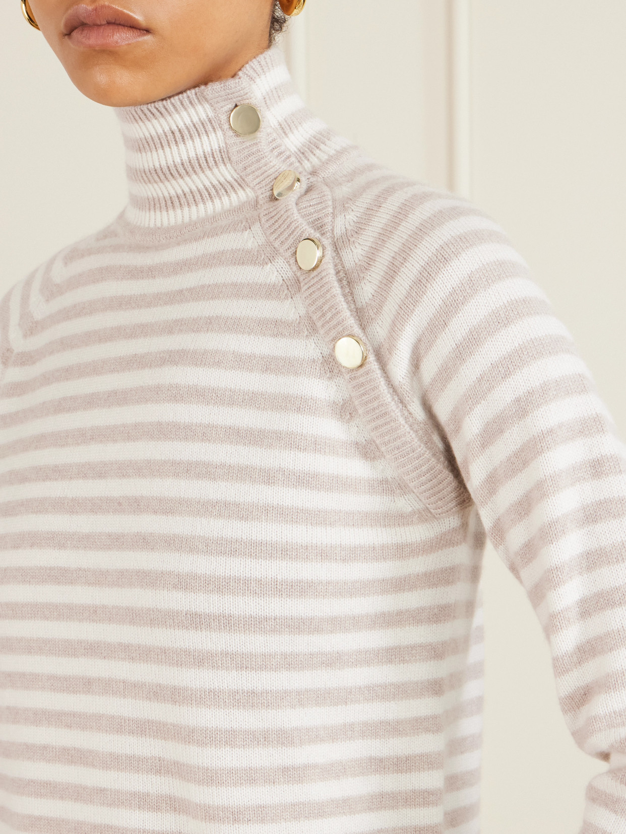 Striped Cashmere Turtleneck Sweater