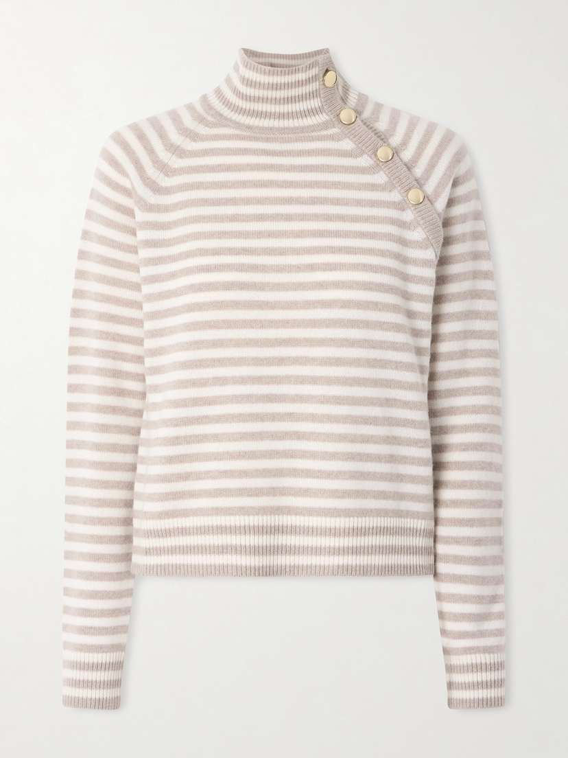 Max Mara Striped Cashmere Turtleneck Sweater