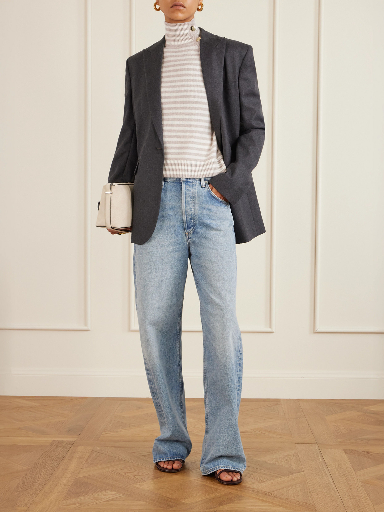 Striped Cashmere Turtleneck Sweater