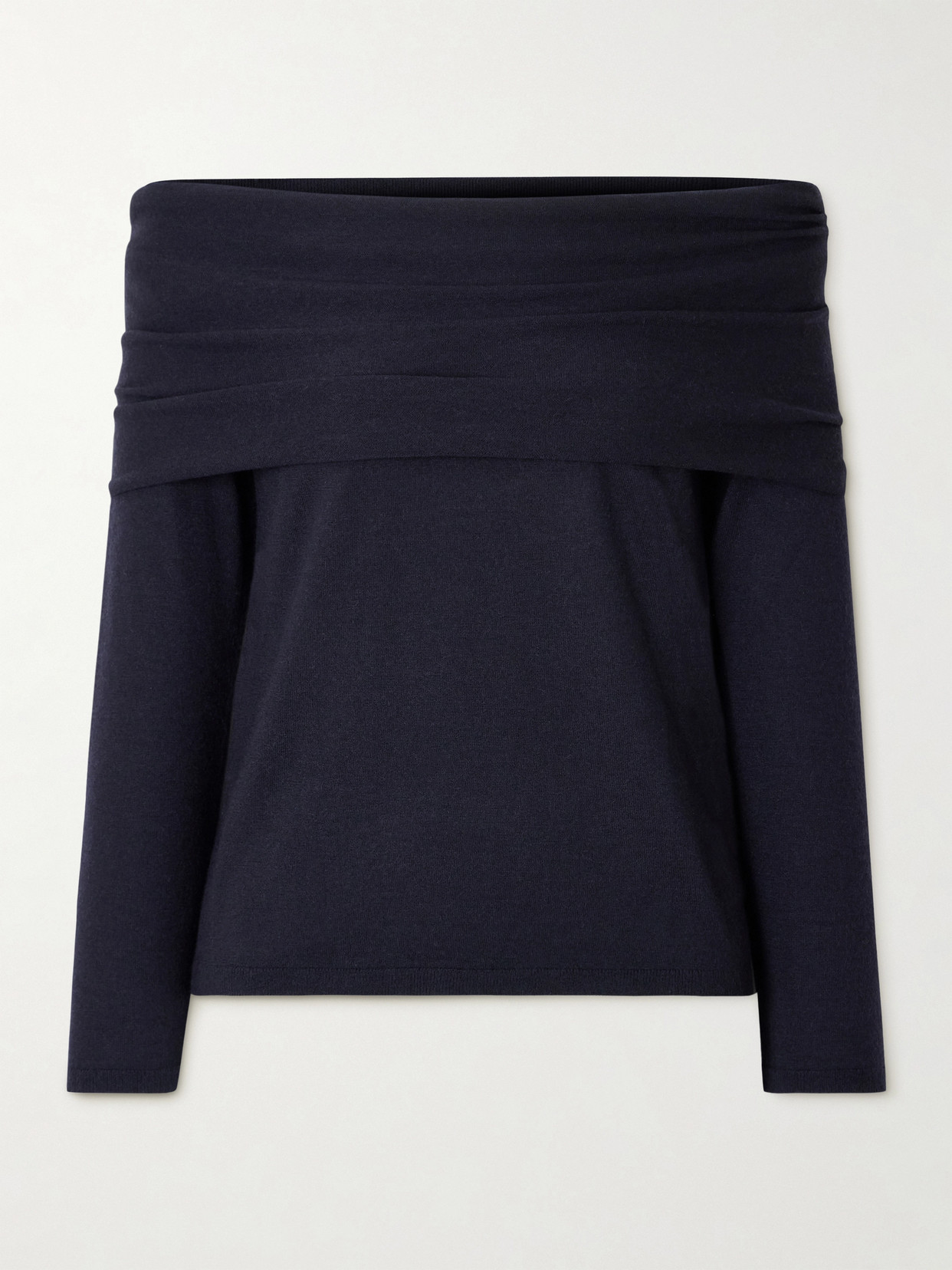 Max Mara Faretra Off-the-shoulder Gathered Cashmere Top In Blue