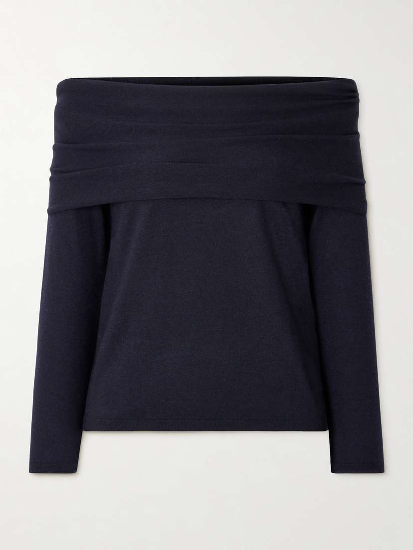 Max Mara — Faretra off-the-shoulder gathered cashmere top