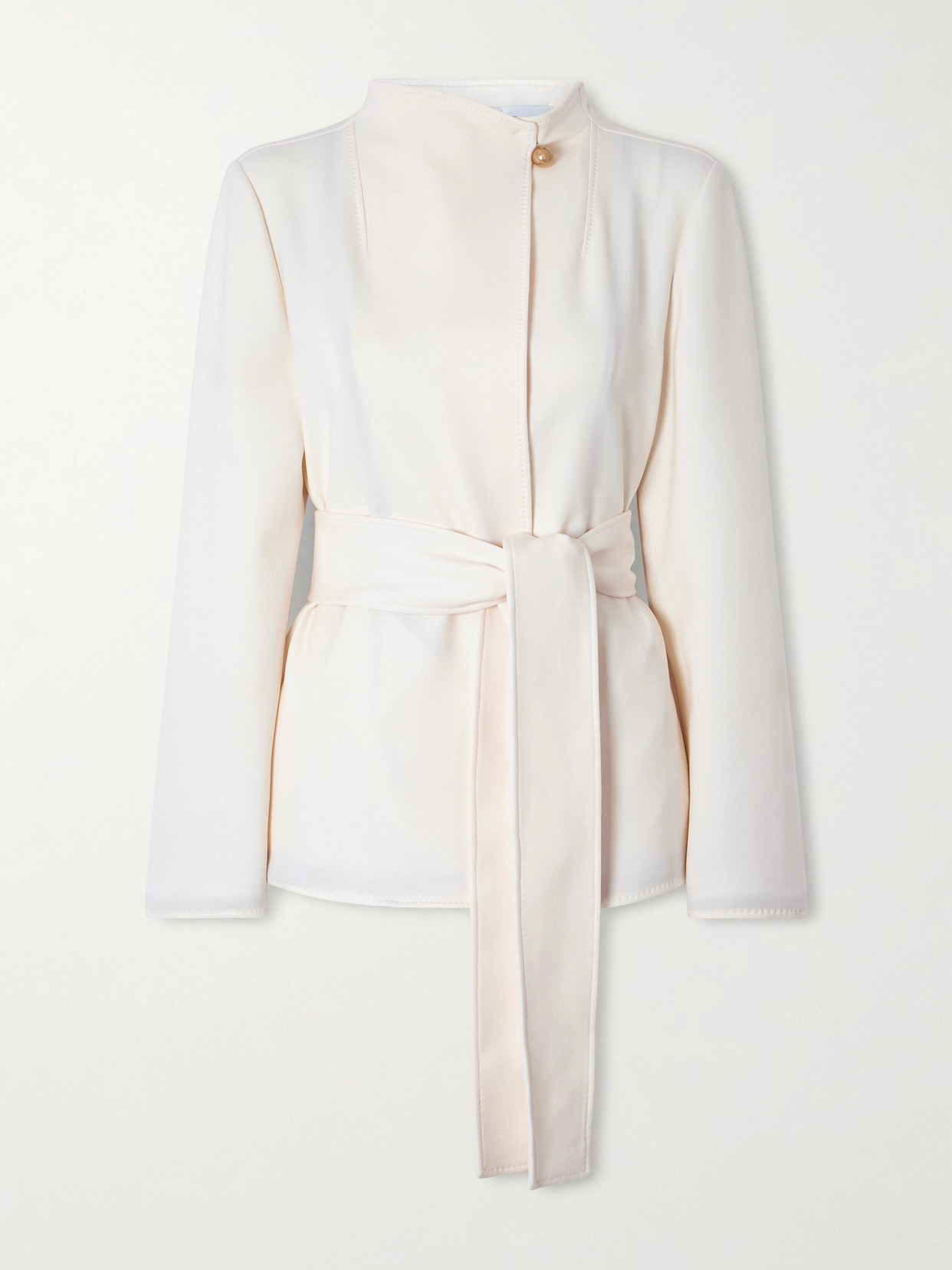 Max Mara Belted Darted Scuba Jacket In White