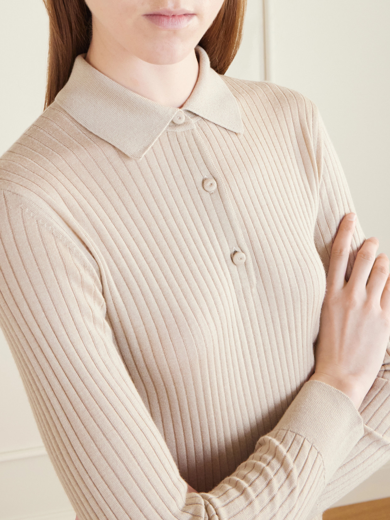 Cashmere And Silk-Blend Polo Sweater