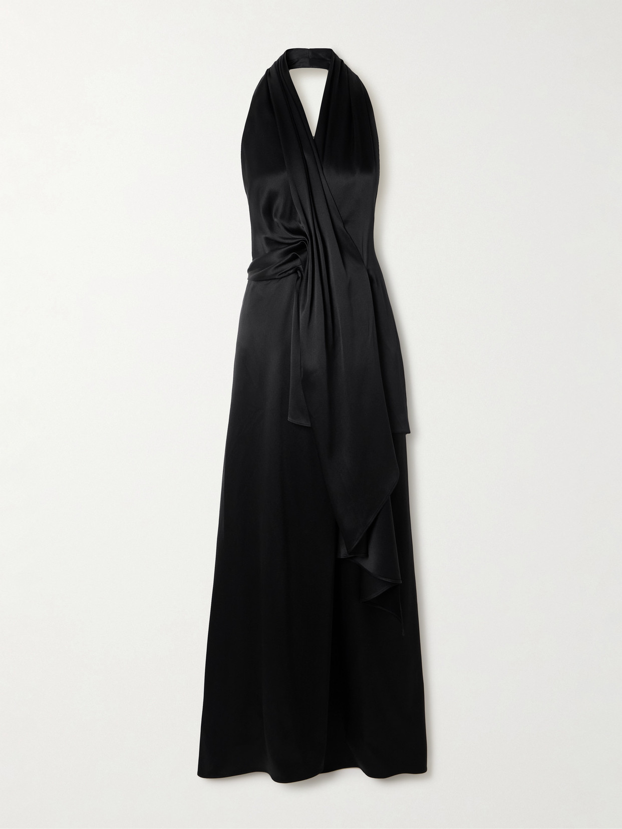 Heirlome Karla Paneled Wool And Silk-blend Faille Halterneck Maxi Dress In Black