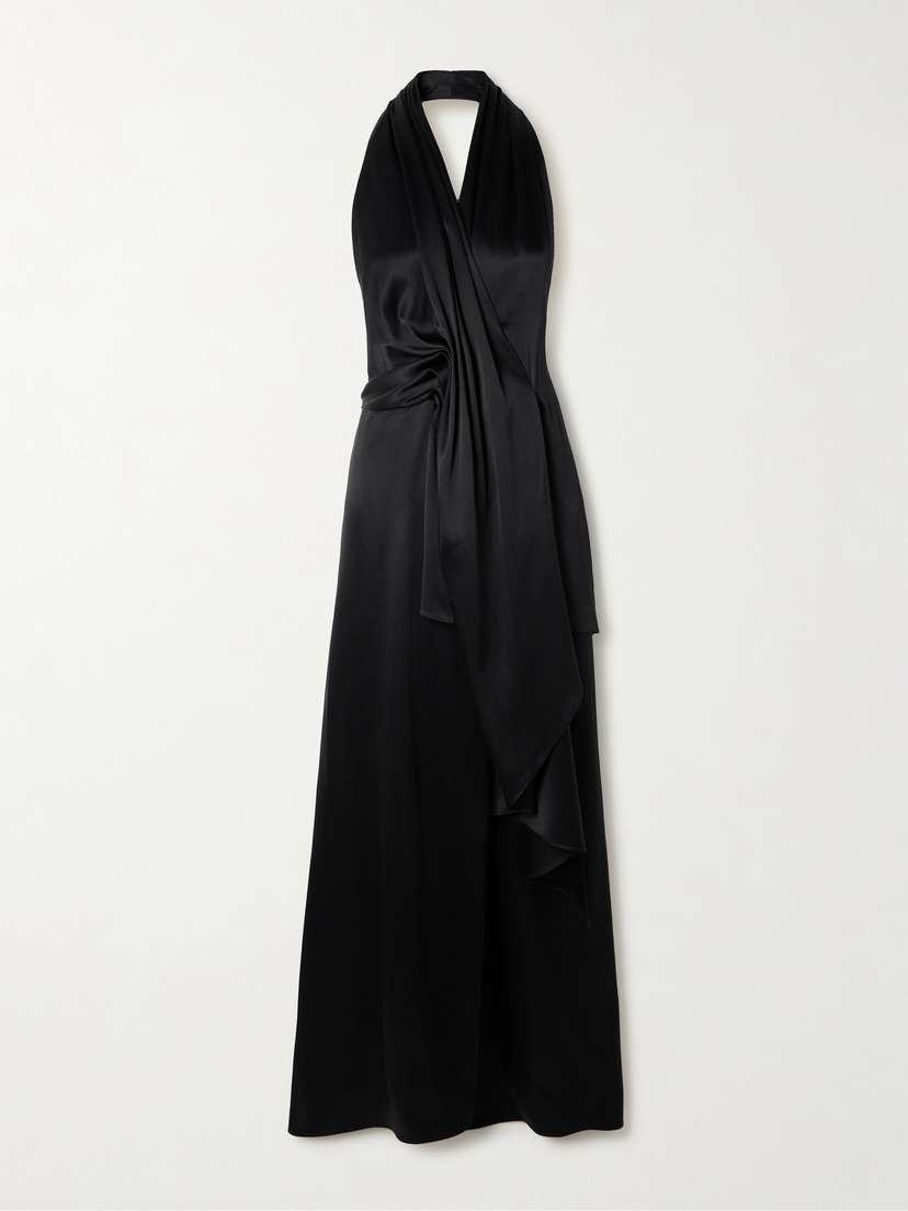 Heirlome Barbara Paneled Halterneck Silk-satin Maxi Dress