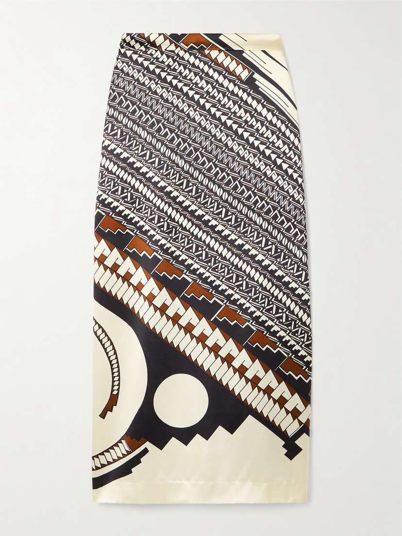 Heirlome + Alex Jurado Lexi Printed Silk-satin Midi Skirt