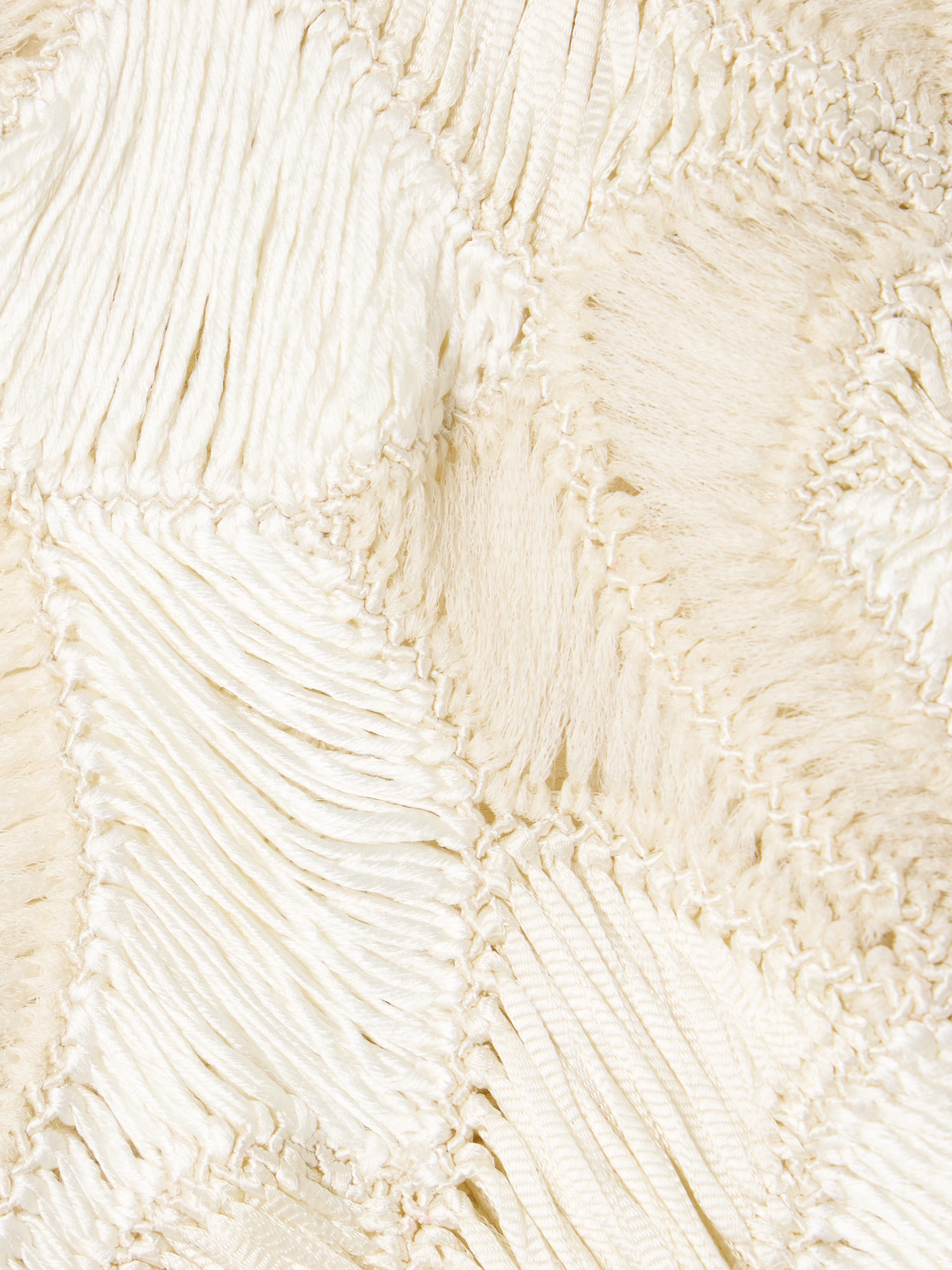 Heirlome Maureen Asymmetric Fringed Macramé Silk Tank In Neutral