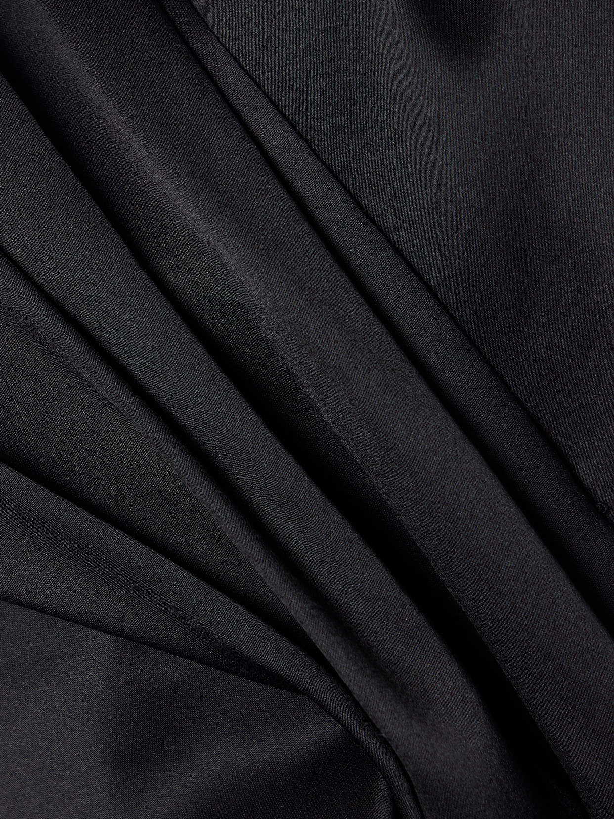 Heirlome Barbara Gathered Draped Silk-satin Halterneck Blouse In Black