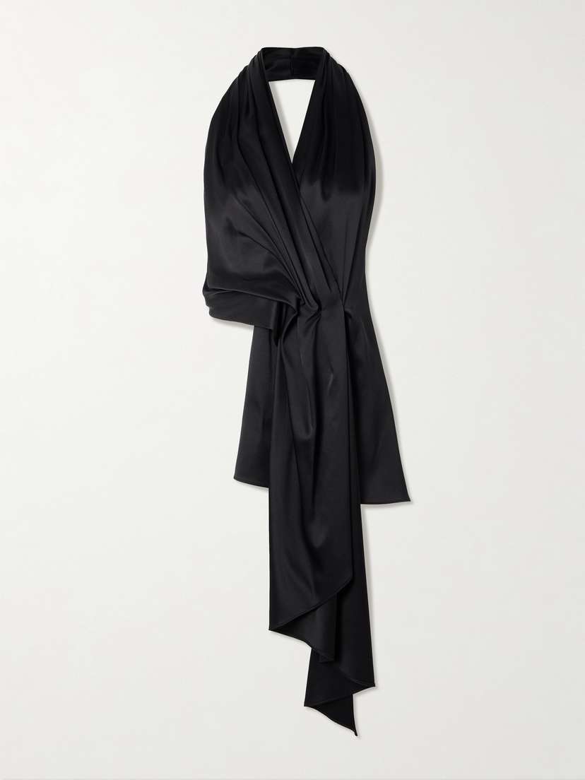 Heirlome Barbara Gathered Draped Silk-satin Halterneck Blouse