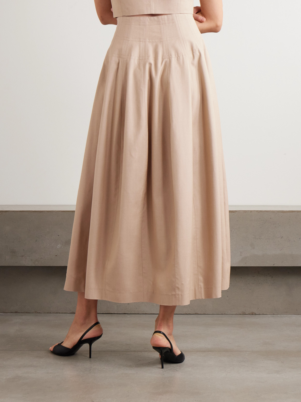 Heirlome Estefania Topstitched Silk Maxi Skirt In Neutral