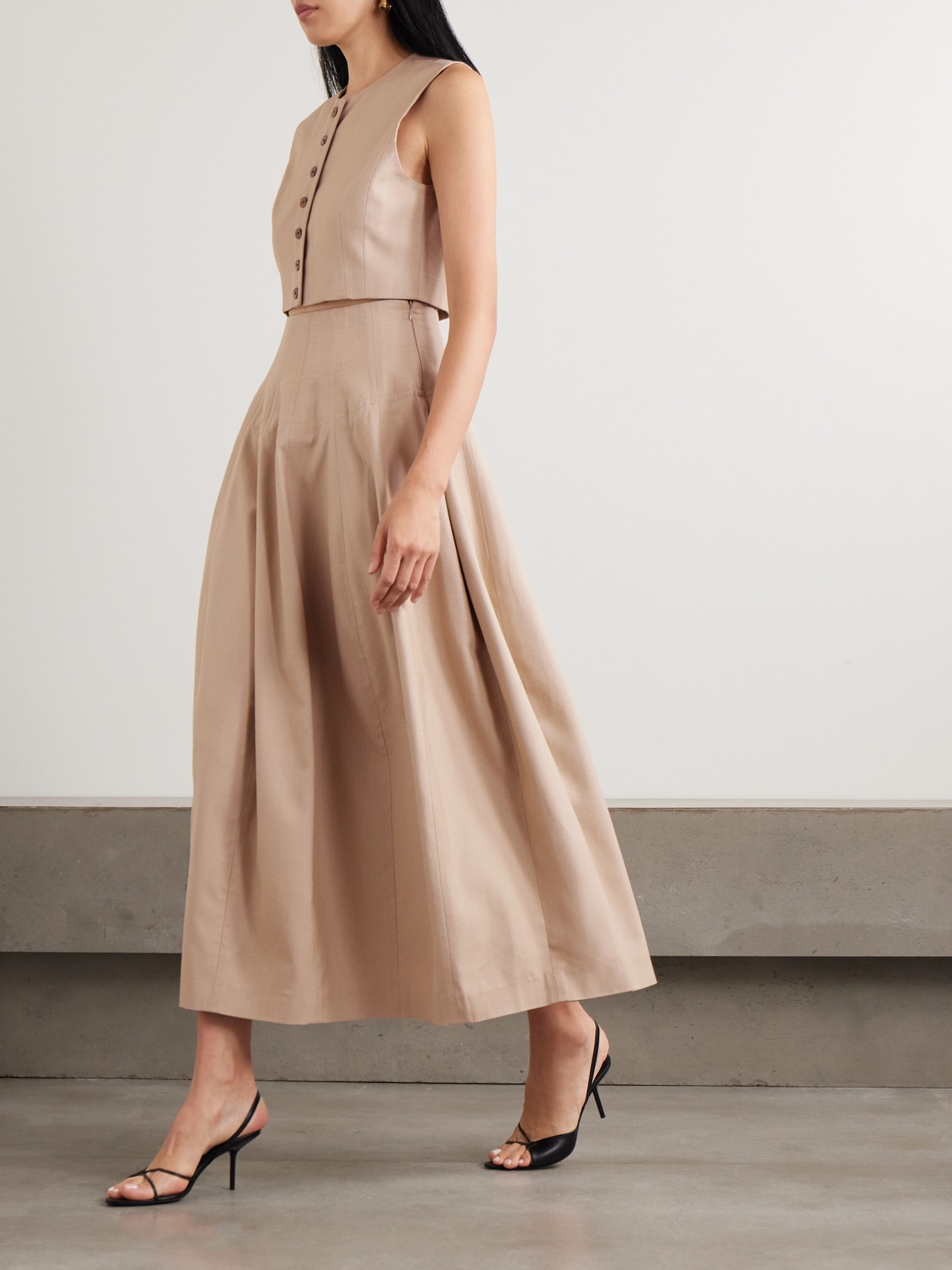 Heirlome Estefania Topstitched Silk Maxi Skirt In Neutral