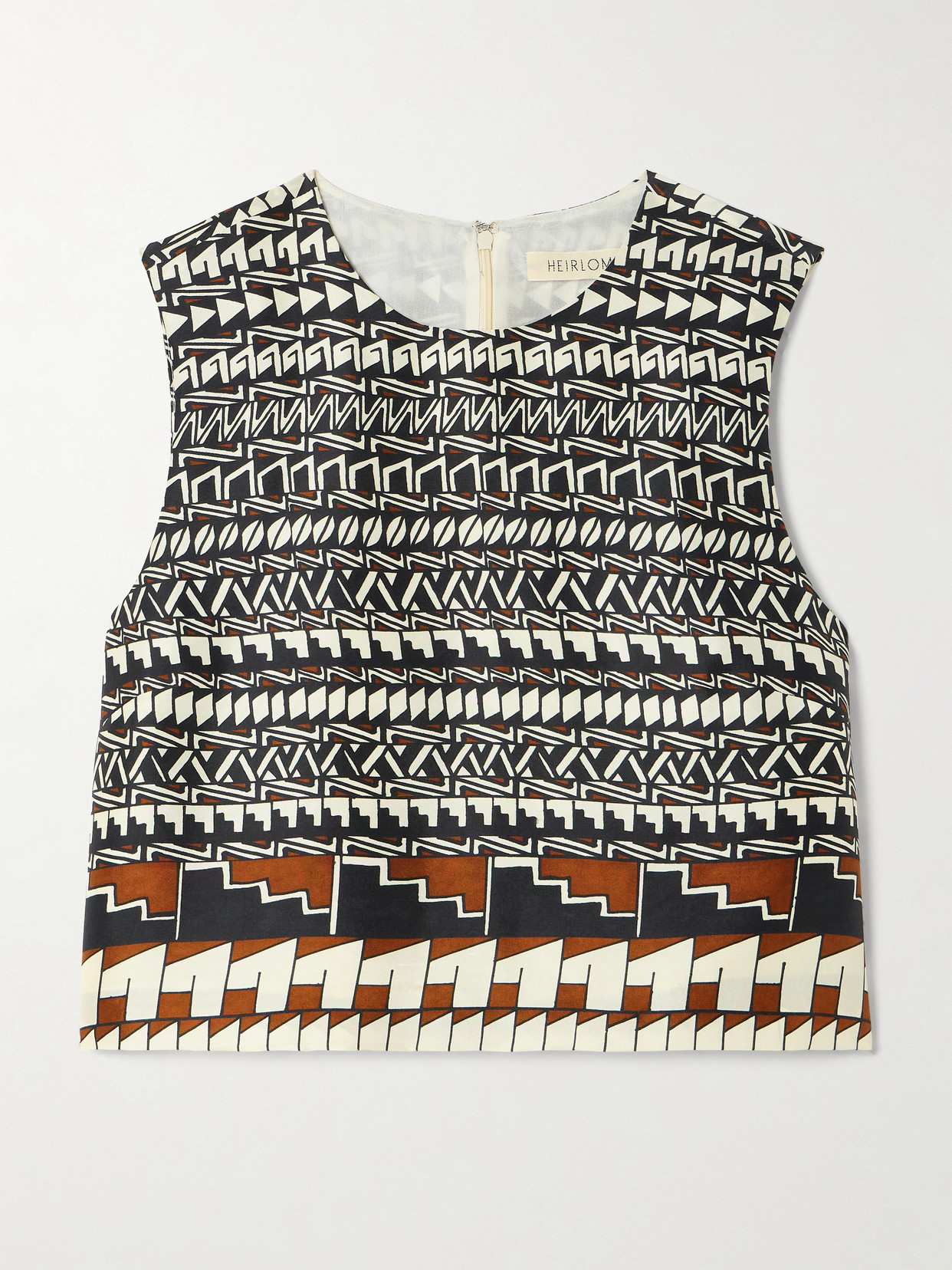 Heirlome + Alex Jurado Printed Silk-satin Tank In Black