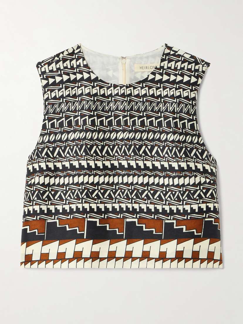 Heirlome + Alex Jurado Printed Silk-satin Tank