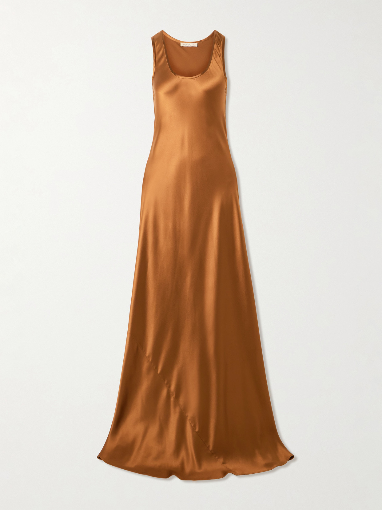 Heirlome Margot Silk-satin Maxi Dress In Brown