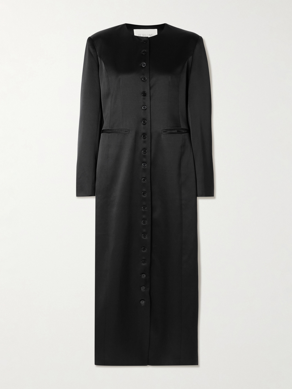 Heirlome Edith Silk-satin Coat In Black