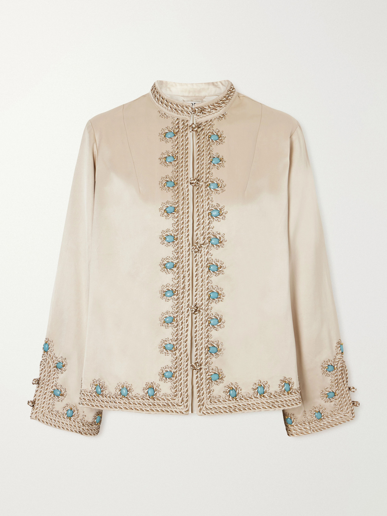 Bode Silk Embroidered Beaded-embellished Jacket In White