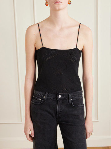 Bode Anisette cropped embroidered cotton tank top