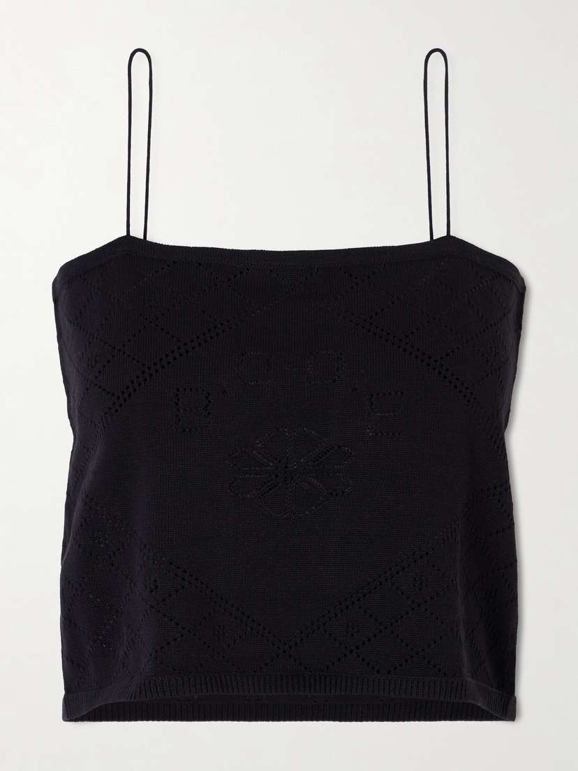 BODE Anisette Cropped Embroidered Cotton Tank Top