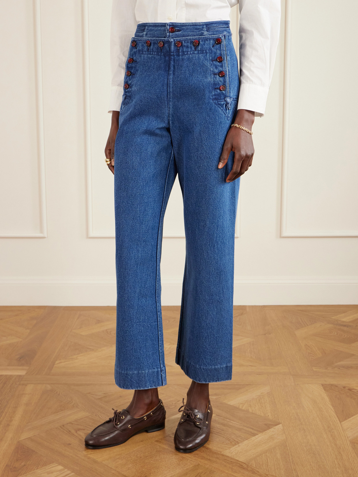 Sailor Cropped High-Rise Wide- Leg